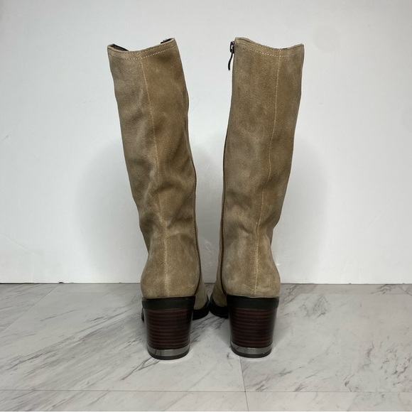 Vince Camuto Babellie Tan Gray Suede Square Toe Western Boots 8M - Picture 3 of 14